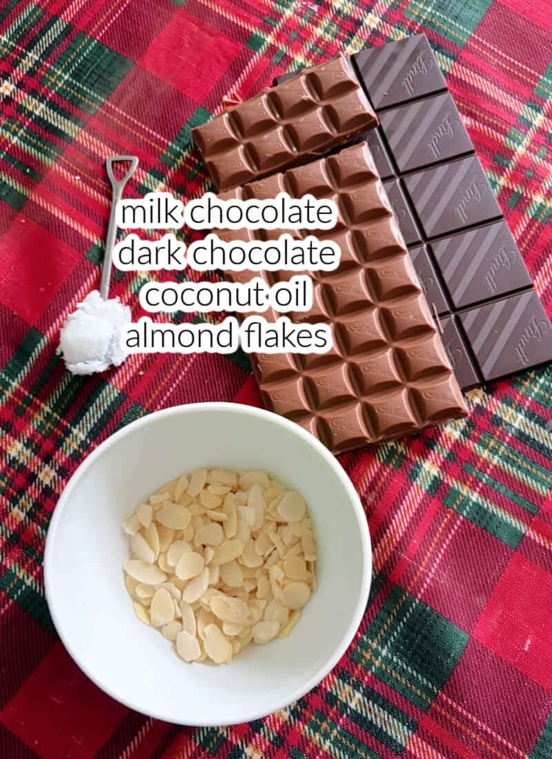 Ingredients displayed for making the chocolate cover for the pops.