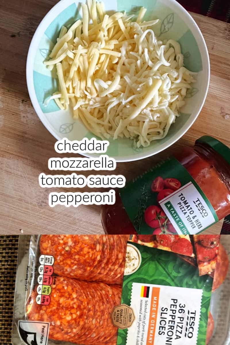 Ingredients displayed for the pepperoni topping.