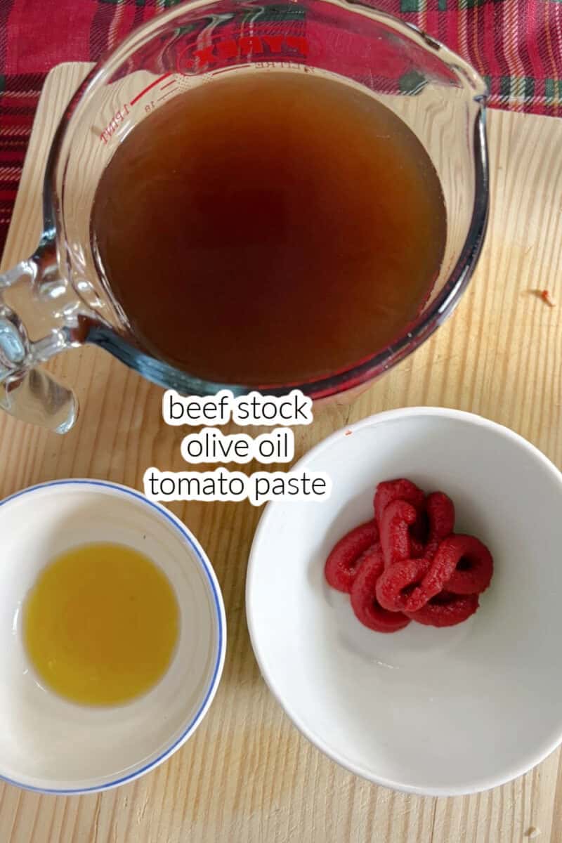Ingredients displayed for making the sauce for the stuffed onions.