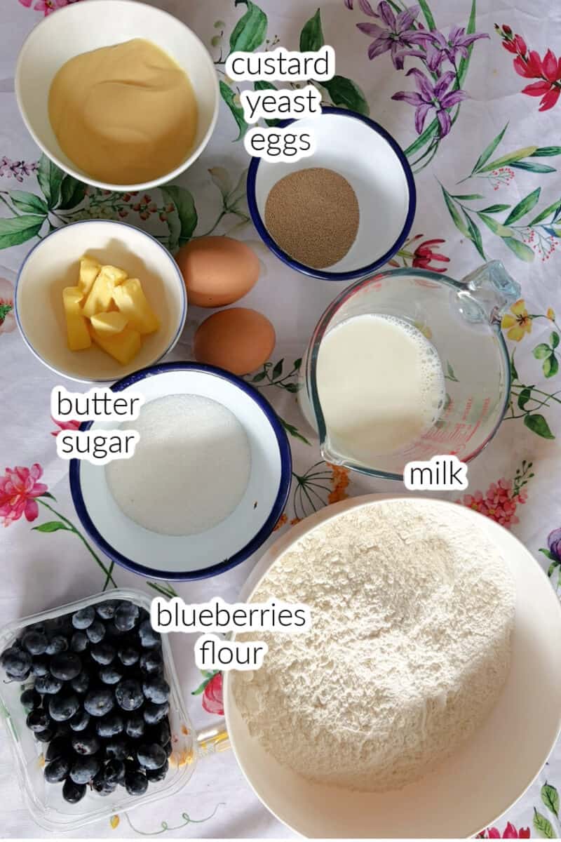 Ingredients displayed to make buns.