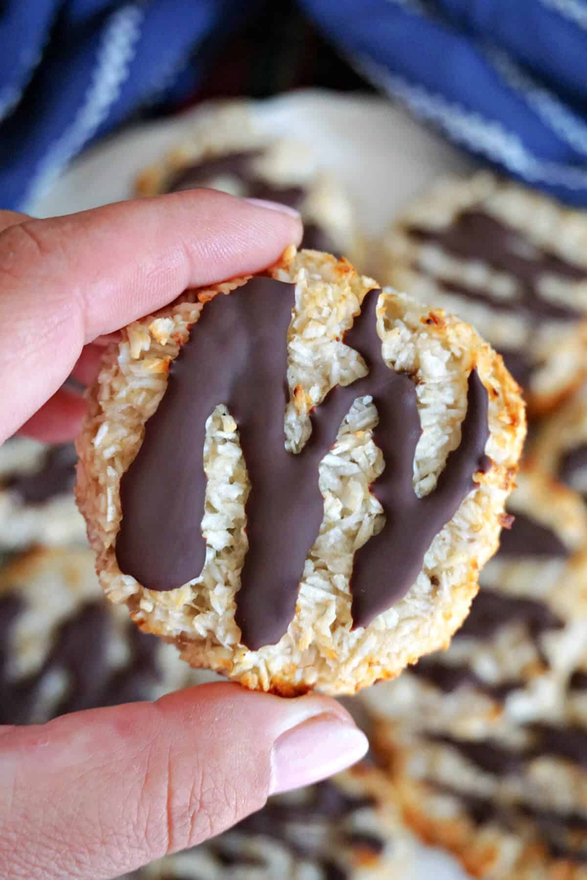 A hand holding a cookie.