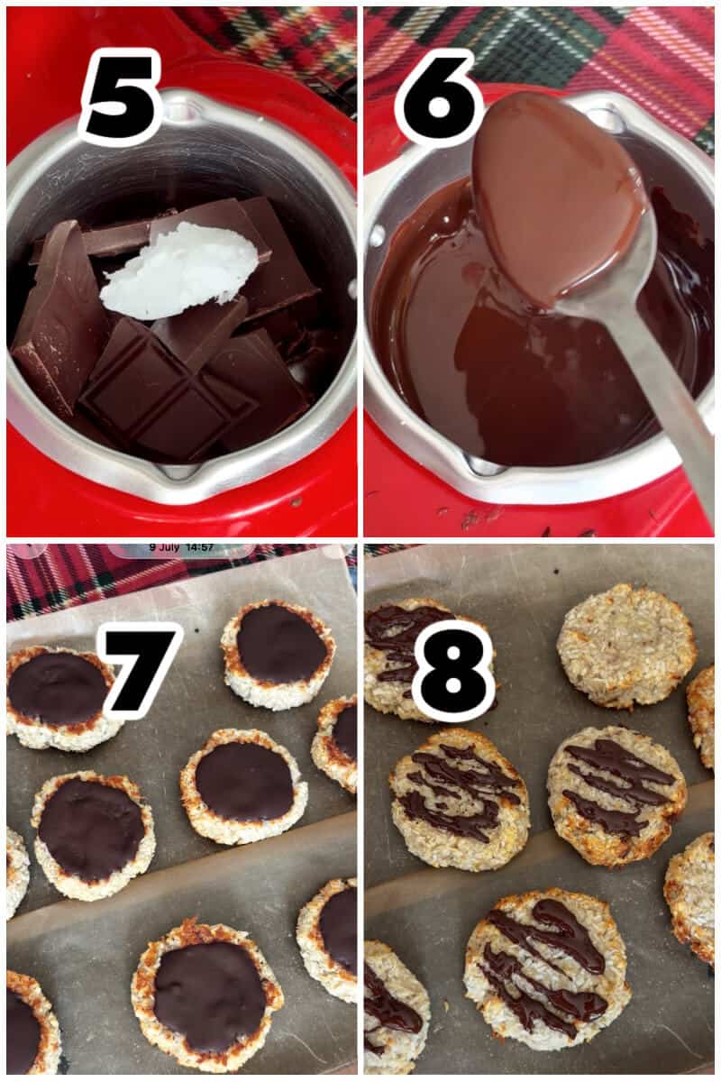 Collage of 4 photos to show how to make the glaze for the cookies.