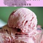 A dessert glass with scoops of blackberry ice cream.