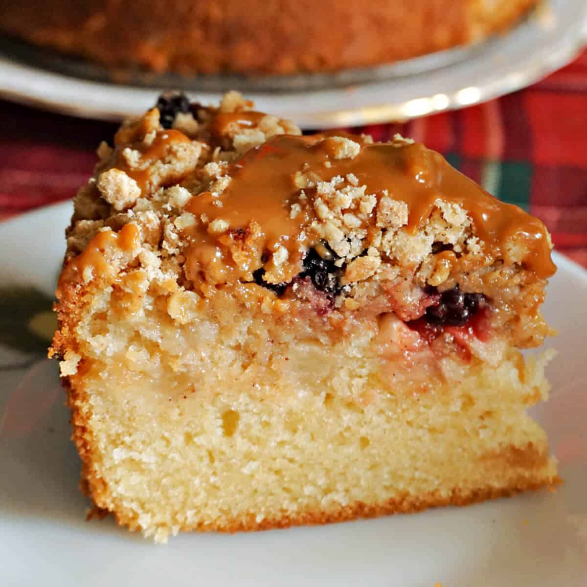 Apple and Blackberry Crumble Cake with Caramel