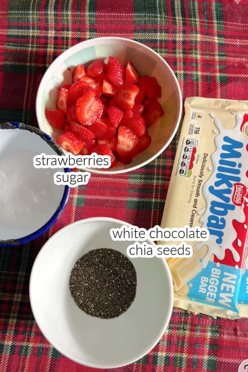 Ingredients displayed on the table to show how to make chocolate skulls for Halloween.