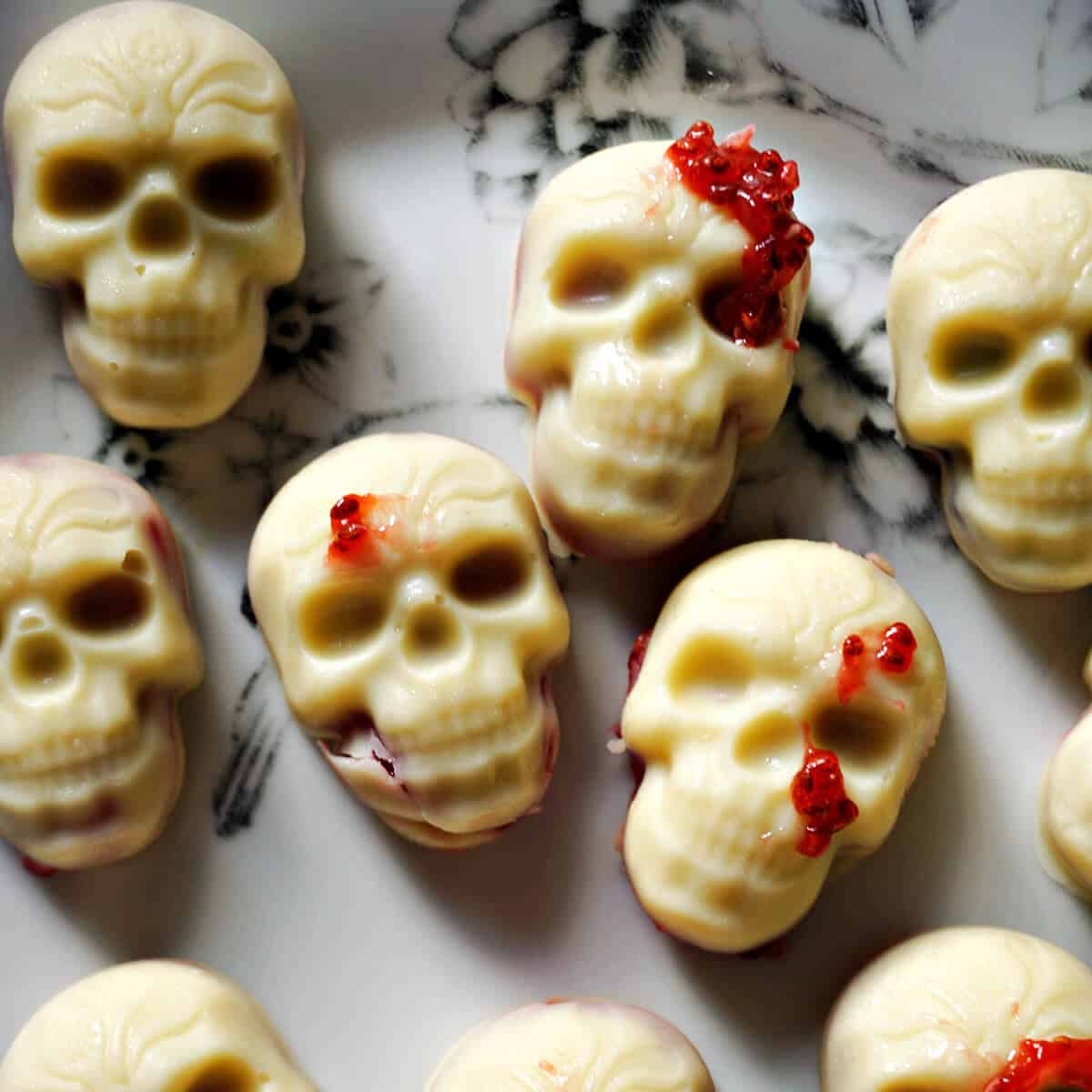 White Chocolate Skulls with Strawberry Filling