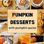 Collage of pumpkin desserts.