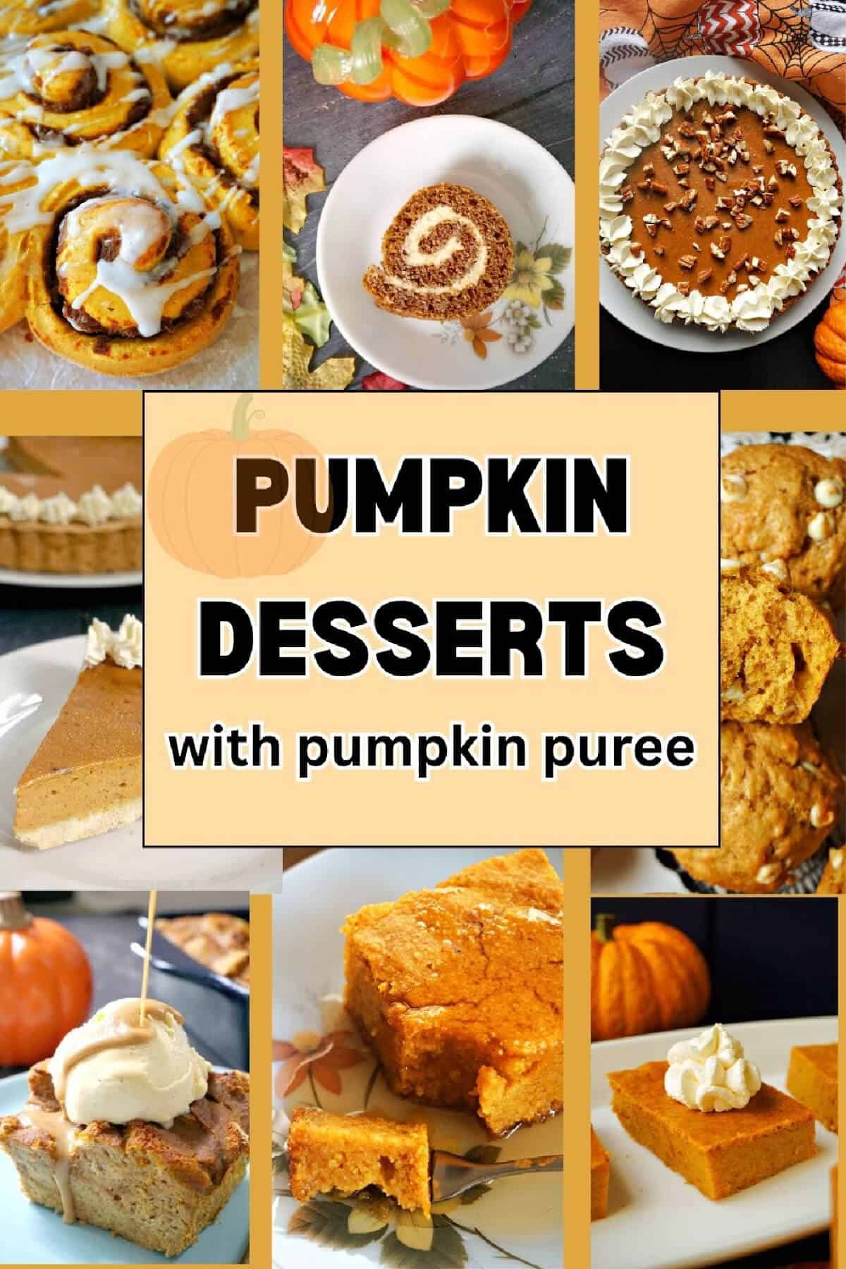 Collage of pumpkin desserts.