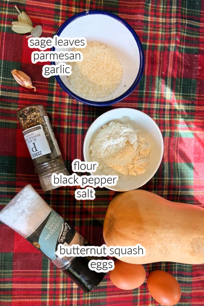 Ingredients displayed on a table for making fritters.