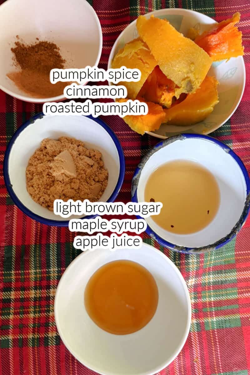 Ingredients displayed for making pumpkin butter.