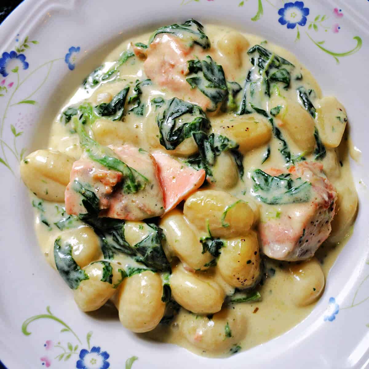 Creamy Gnocchi with Salmon and Spinach
